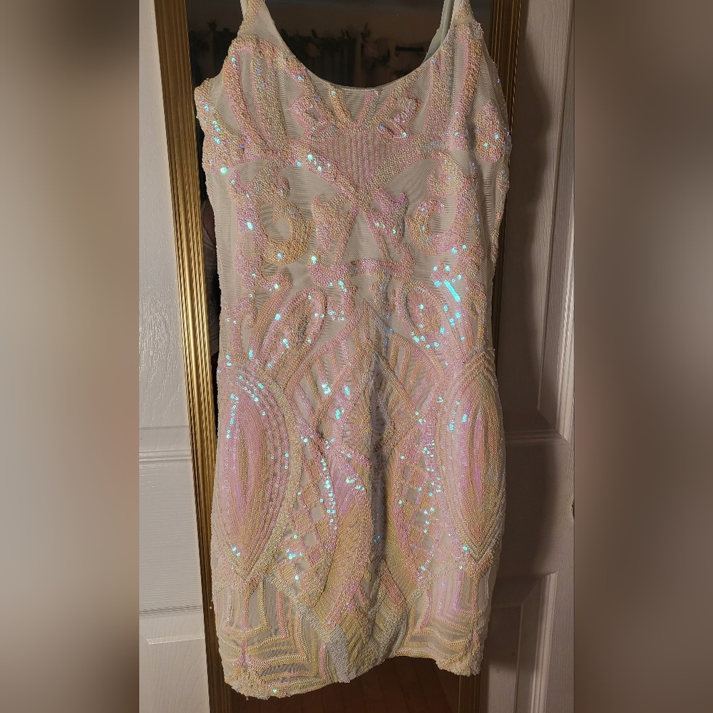 Lucy in the Sky White Irridencent Sequin Dress